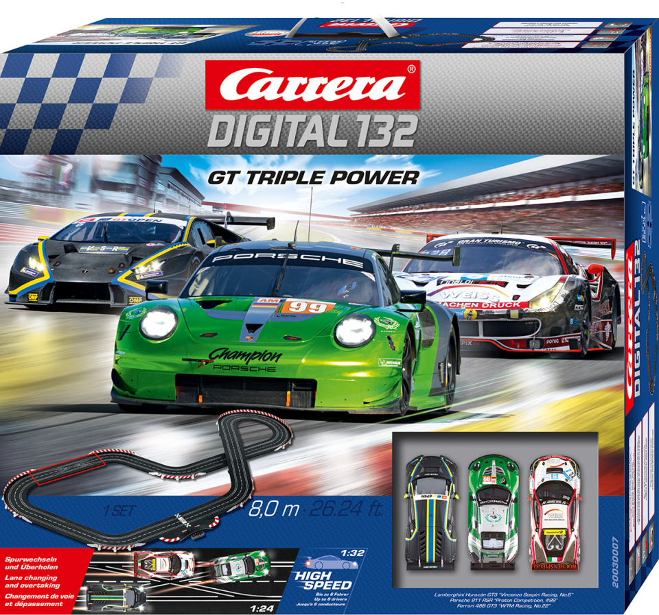 Carrera Slots Carrera Slot Cars Racing Tracks and Sets Carrera 30007 GT Triple Power Set Digital 132 w Lights