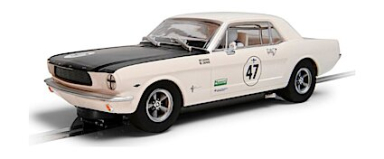 Scalextric C4353 Ford Mustang - Bill and Fred Shepherd - Goodwood Revival, DPR, 1/32 Scale w/Lights